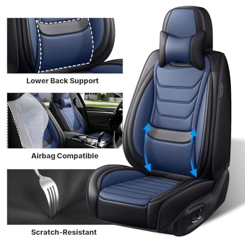 Image of for GMC Terrain 2010-2025 Seat Covers 5P w /Headrests (Black /Blue)