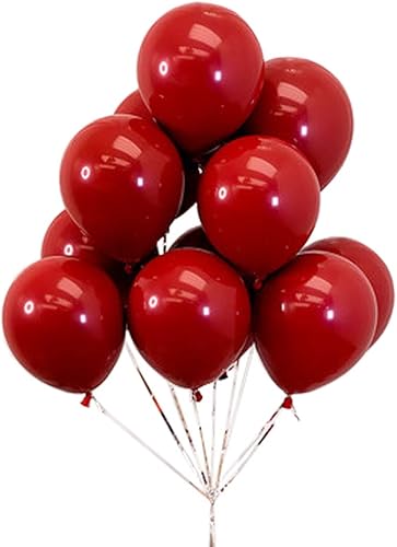 50 globos de látex de rubí rojo de 10 pulgadas, globos de látex dobles redondos rojos gruesos para amor, novia, boda, día de San Valentín, fiesta,