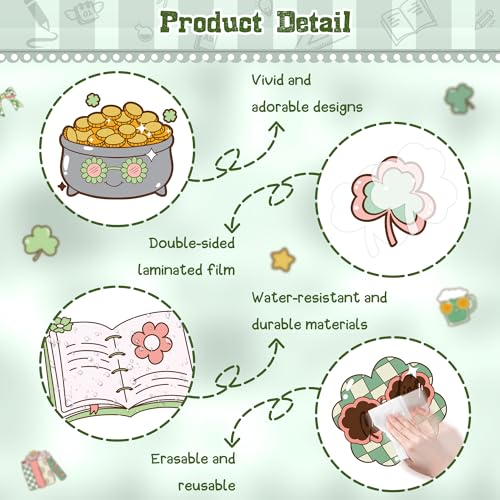 St. Patrick's Day Classroom Bulletin Board Set Reading Makes Every Day Golden Bulletin Board Decorations Irish Clover Cutouts for Bulletin Board St.Patrick’s Party Supply Classroom Chalkboard Decor — view 5