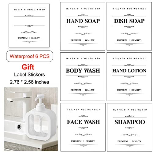 Megory Soap Dispenser - 300/500ML Refillable Wash Hand Liquid, Dish Detergent, Shampoo Lotion Bottle with Pump Head and Label, Ideal for Kitchen & Bathroom Sink or Shower (2 Pack (300ML+500LM)) - Image 4