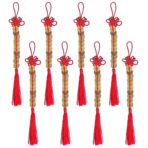 Fayemint 8 Pièces Chinois Fortune Pièces Feng Shui Pendentifs, Feng Shui Pièces Chinoises de Chance, Chinois Rouge Porte-Bonheur Cinq Empereurs Pièces,...