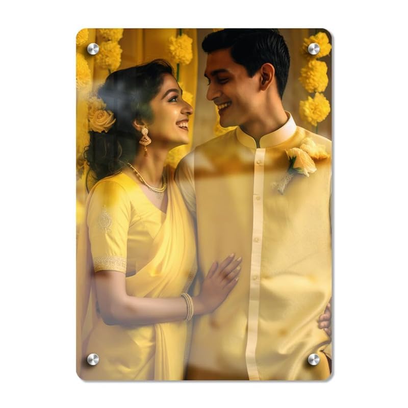 Customise Photo Acrylic Frame | Transparent Wall Mount Personalized Picture Frame | Romantic Couple Gift for Wedding Anniversary Birthday | Modern Decorative Photo Frame (24X12 Inch)-image-8