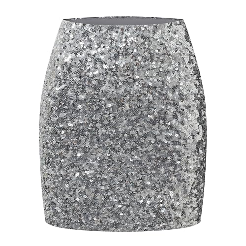 OThread & Co. Women's Sparkly Sequin Skirt Stretchy Bodycon Night...