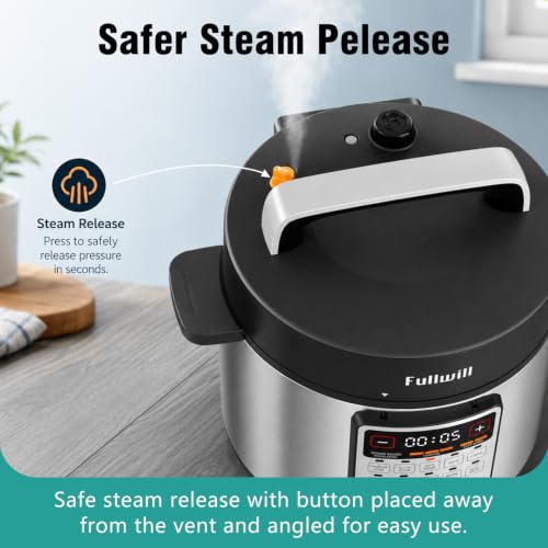 Image of Fullwill 6qt Electric Pressure Cooker, 9-in-1 Versatile Kitchen Appliance Slow Cooker, Rice Cooker, Cake Maker, Saute Pan, Steamer, Food Warmer and Soup Maker