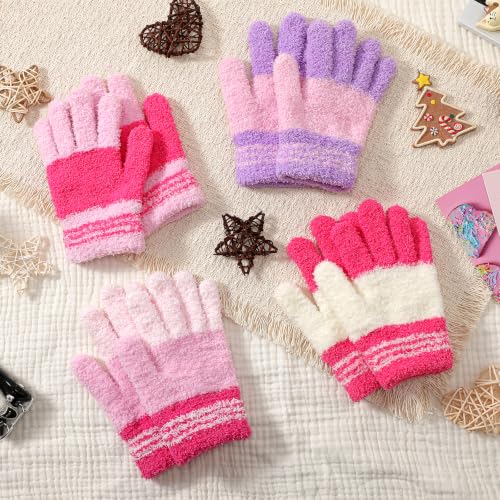 Clothclose 4 Pairs Kids Gloves, Warm Stretchy Winter Gloves for Boys Girls - image 7