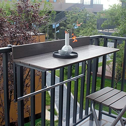 Klappbarer Balkontisch Zum Hängen – Verstellbarer Outdoor-Bartisch Für Geländer, Aus Aluminium & Polywood, 60x40 Cm