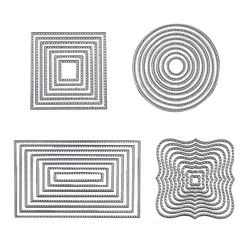 Lowats Stanzschablonen 4 Stück Stanzformen Geometrisch Set Stanzformen Rectangles Cutting Dies Prägung Schablone Kreis Rahmen Quadratisch Rechteckig Schneiden Prägeschablonen Cover