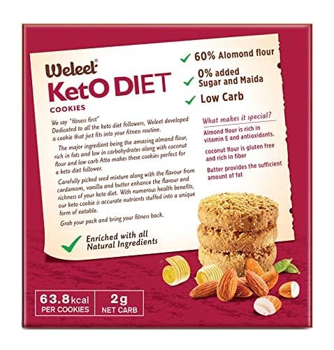 Image of Weleet Keto Diet and Jackfruit & Millet Healthy Digestive Cookies |Home /Office Snack, Low Gi, Diabetic Friendly| Free of White Sugar & Maida, Free from Added Preservatives|Pack of 2 (270gm)