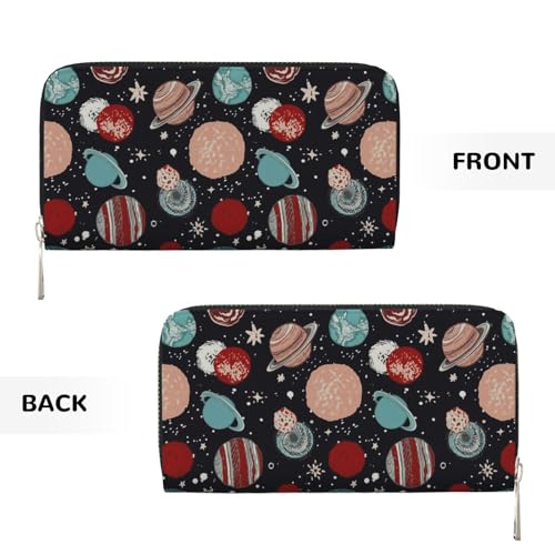 Leather Hand Wallet for Mothers Day Women Card Holder Large Capacity Credit Wallet with Zippering Planet3