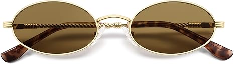 Retro Oval Cat Eye Sunglasses for Women Y2k Trendy Narrow 90s Sunnies Designer Sun Glasses AP3721