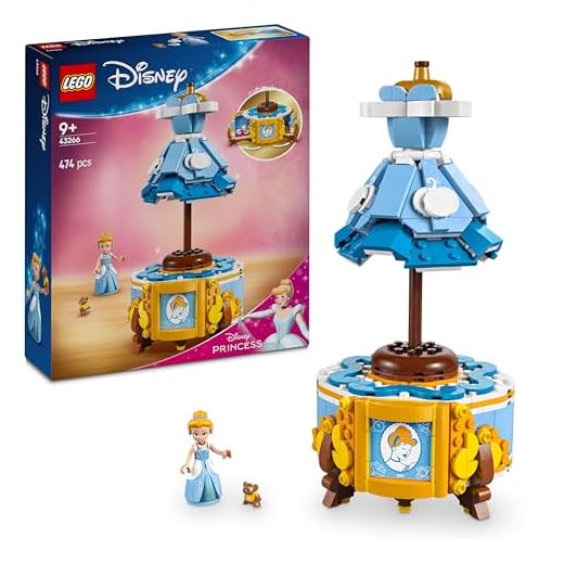 LEGO Disney Princess Cinderella's Dress - Building Toy for 9+ Year Old Girls & Boys - incl. a Customisable Opening Stand, Cinderella Mini-Doll and a Gus Animal Figure - Creative Set - 43266