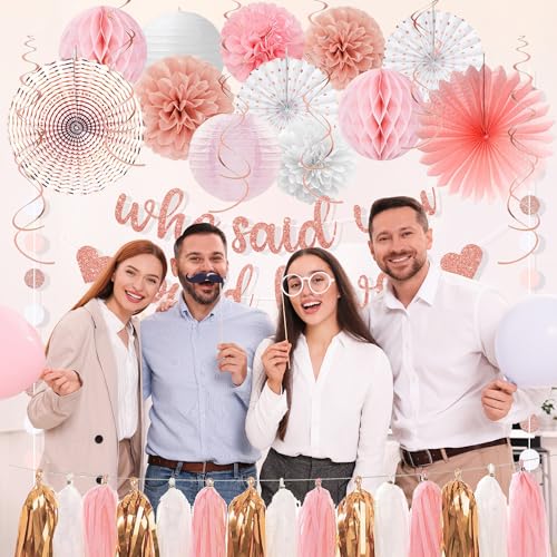 Image of Roetyce Farewell Party Decorations Women, Pink Glitter Who Said You Could Leave Banner, Rose Gold Going Away Leaving Goodbye Party Supplies for Coworker Friends, Retirement Photo Background Decor