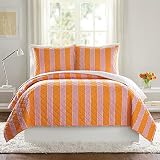 Vera Bradley Louisa Textured Stripe Quilt, King, Coral/Pink