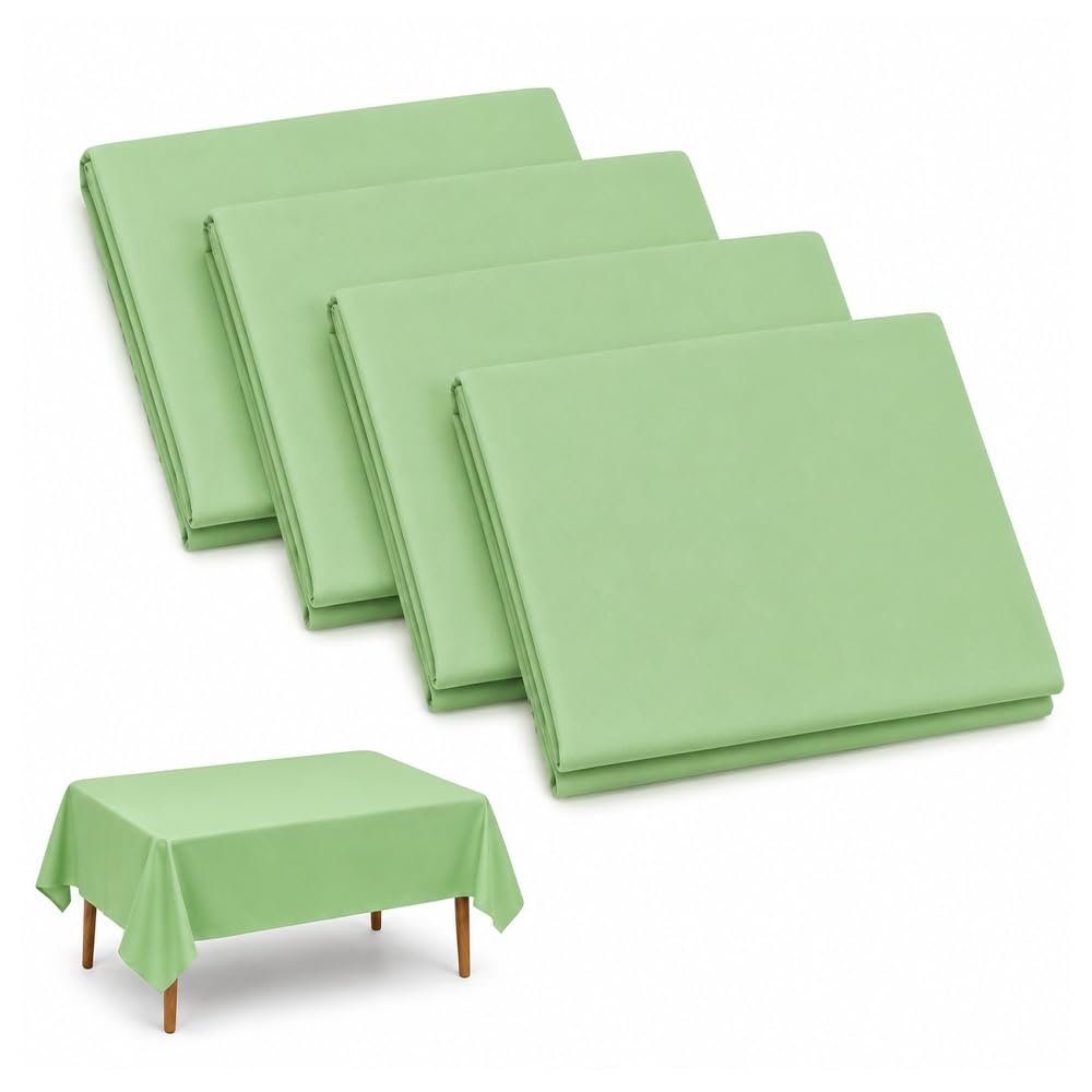 4 Pack Sage Green Tablecloths for Rectangle Party Tables,137 X 274 cm