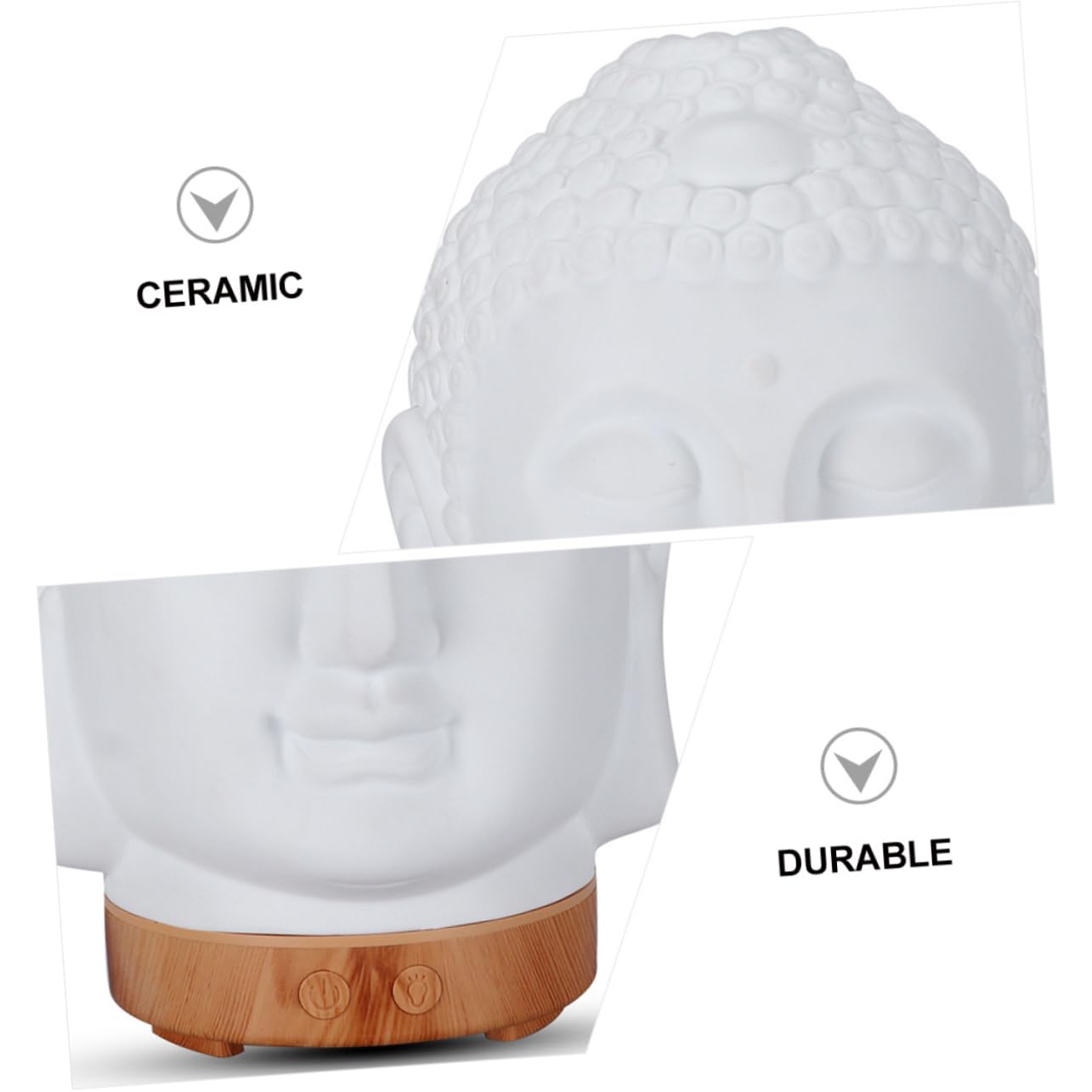 Luftbefeuchter Buddha-kopf-form Keramik Aroma-diffusor Aromatherapie-zerstäuber Öl-diffusor Für Schlafzimmer Nachttisch Schreibtisch