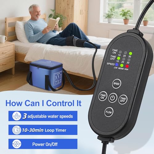 Image of Ice Machine for Knee After Surgery, Portable Cold Therapy Machine with Timer, Silent Pump, Pain Relief System, Comfort Pad for Knees Waist Elbows Hip and Ankle, Dad Gifts & Mom Gifts, Blue
