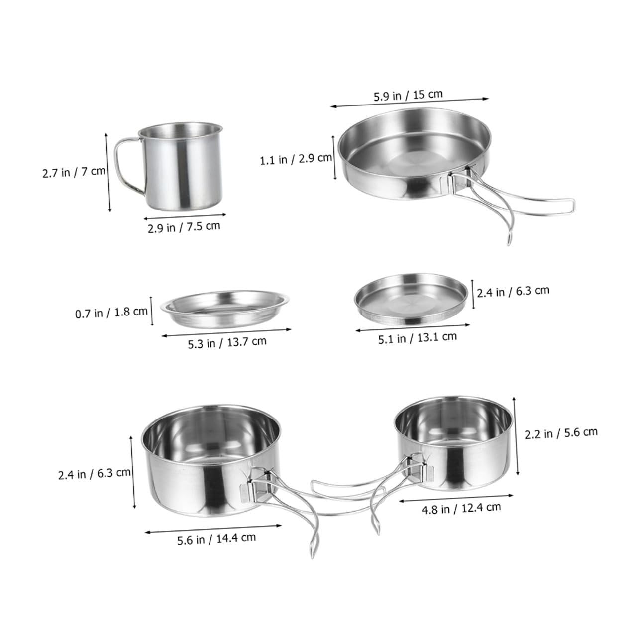 TOYANDONA Ensemble Cuisine de Camping 8 Pièces en Acier Inoxydable, Poêles et Casseroles Pliables pour 5-6 Personnes, Kit Ustensiles Barbecue Randonnée Outdoor, Set Popote Léger et Compact