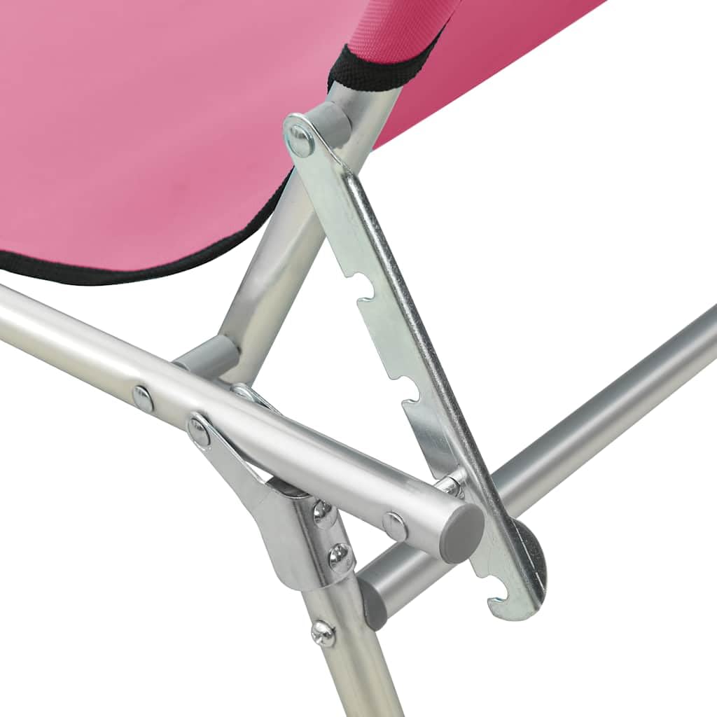 Klappliege mit Sonnendach Rosa pulverbeschichtetes Aluminium 187 x 57,5 x 27 cm Gartenliege Sonnenschutz Outdoor Liegestuhl für Terrasse Pool Strand 110 kg