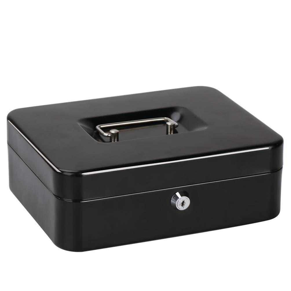 GOPAD 8 Inch 2 Compartment Metal Cash Box with Key Lock,cash Storage Box with 2 Bill 5 Coin Slots & Lockable Cover,cash Locker for Home and Office (20 X 16 X 9 Cm, Black) (B0CRBBX1GN) Amazon Price History, Amazon Price Tracker