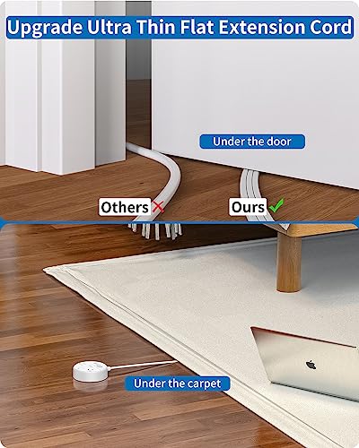 Ntonpower Flat Extension Cord 15 Ft, Ntonpower Flat Plug Power Strip With 3 Outlets 4 Usb Ports(2 Usb C), Ultra Thin Extension Cord Under Carpet thumb #2