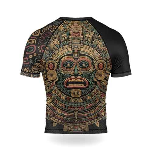 Aztec Short Sleeve BJJ Rash Guard for Men MMA Compression Shirts for Training Grappling3