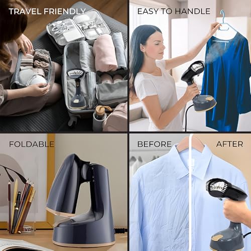 Foldable Handheld Travel Garment Steamer – 1300W Compact Clothes Steamer with 120ml Tank, 20g/min Steam, Vertical & Horizontal Use, Wrinkle Removal, Fabric Refresh & Sanitizing - Image 6