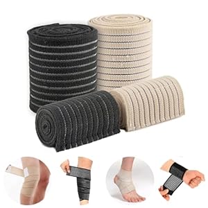 Ideal Swan Compression Bandage, 4 Pieces Elastic Wrap Knee Support Brace, Breathable Ankle Support Brace Knee Bandage Calf Support, Knee Brace Support For Women Men Sports, Running