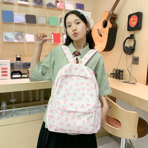 Coquette Bow Backpack - Kawaii Cute Backpack Aesthetic Daypack Bow Rucksack (A01 Pink)3
