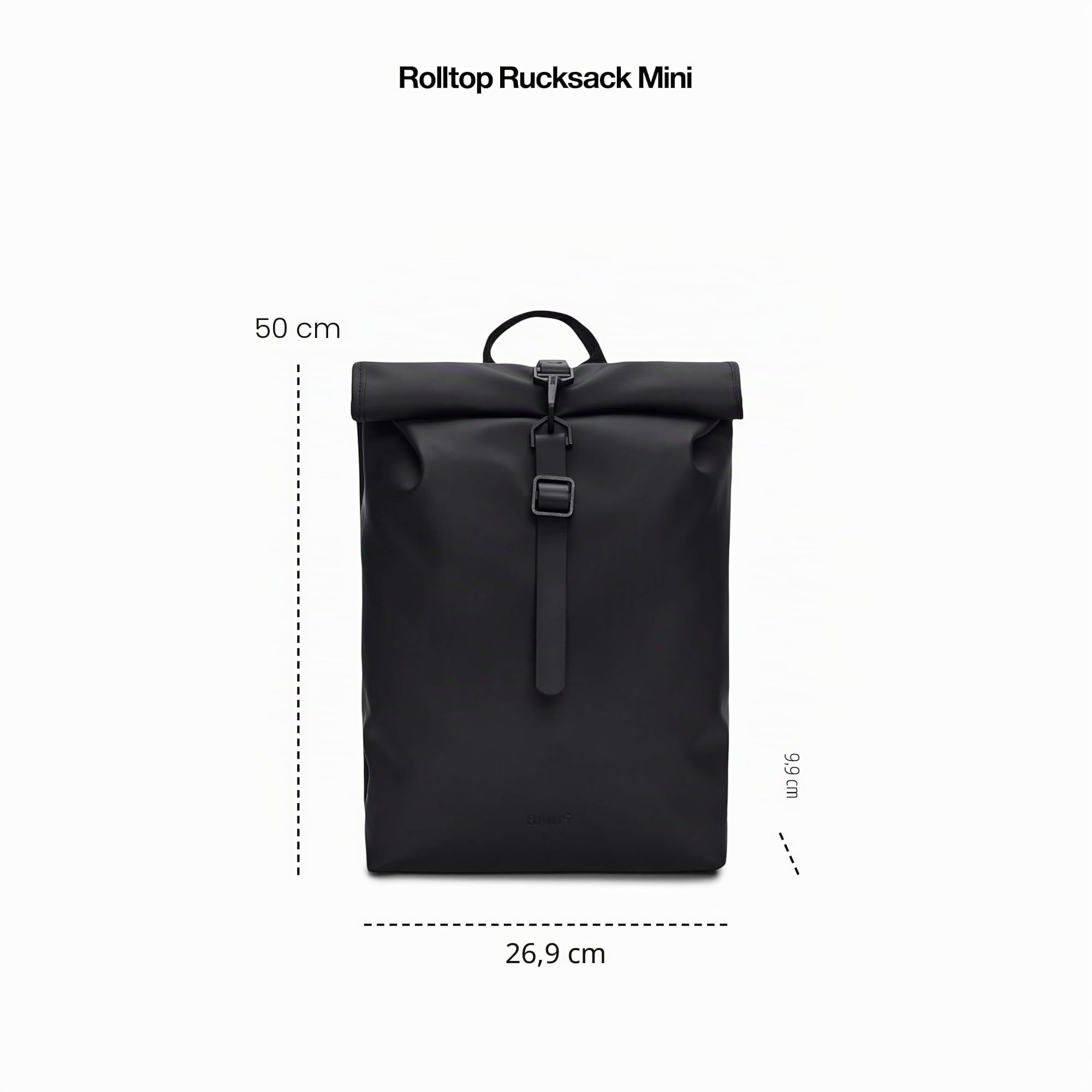 Rains Rolltop Rucksack Mini W3 Dagrugzak Zwart