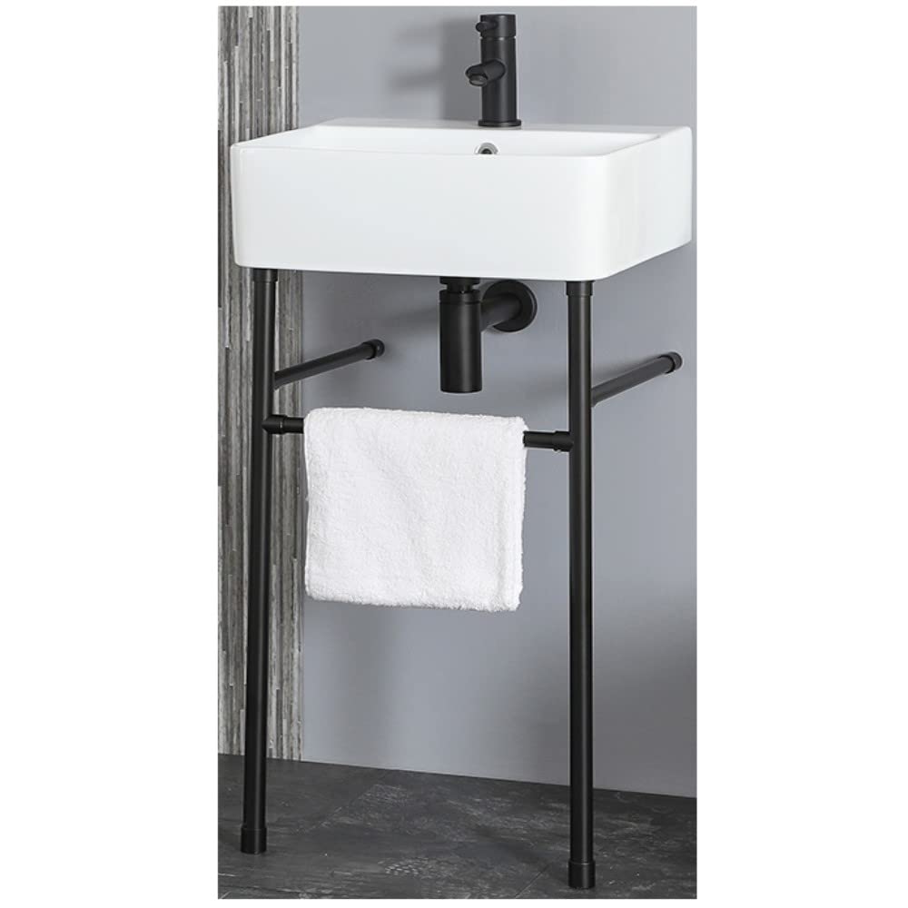 MILANO White 1 Tap Hole Bathroom Basin Sink Black Washstand 460 x 420mm
