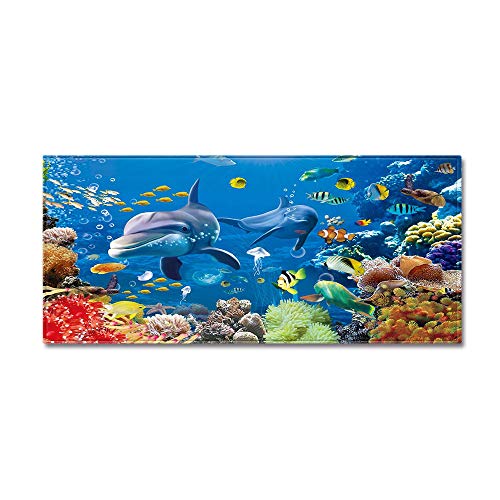 Morbuy Paillasson Bienvenue Tapis D'Entrée Motif Poisson Océan 3D Tapis De Bain Antidérapant Tapis De Sol, Tapis Antidérapant Pour Salon, Chambre à Coucher, Cuisine (École De Poisson,60x90cm
