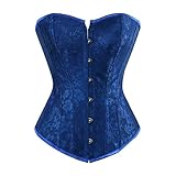 Kranchungel Renaissance Corset Tops for Women: Plus Size Overbust Corset Costume Themed Parties for Historical Reenactors Medium Blue