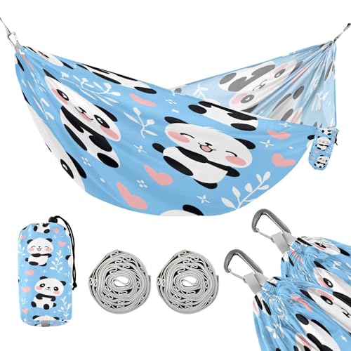 ATTX Cute Cartoon Panda Camping Hammock - Lightweight & Portable Hammocks, Heavy Duty 330lbs Capacity for Indoor, Hiking, Backpacking, Travel, Backyard, Beach#113