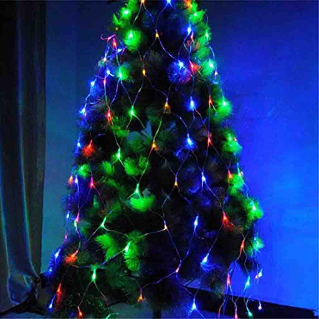 YIHOMOutdoor LED net lights with remote control garden net lights, 8 modes, solar fairy lights, used for shrub fence party Christmas tree decoration net lights Multicolor 1.5x1.5M