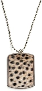 Leopard Feather Abstract Design Stainless Steel Chain Dog Tag Pendant Pet Necklace