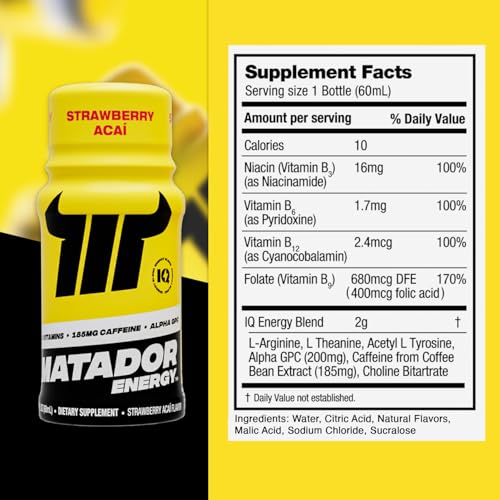Image of MATADOR Energy Shots - Sampler 8 Pack - Sugar Free Nootropic Natural Caffeine Energy Shot Bottles, B Vitamin Complex (Vitamin B3 & B12), 200 MG of Alpha GPC Enhancing Cognitive Function
