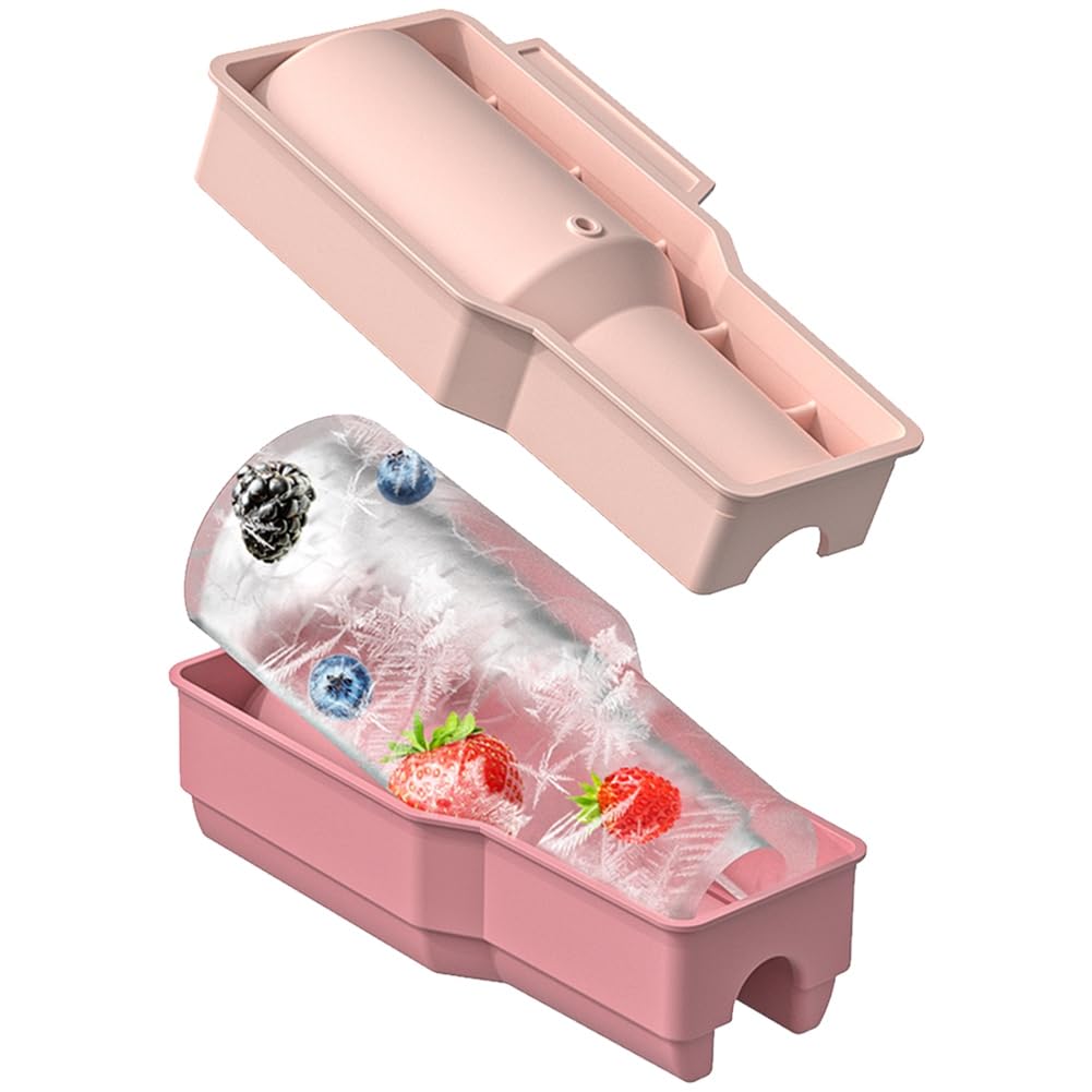 CTRLZS 1Pcs Silicone Hollow Cylinder Ice Mold withLid Bin forDrink Juice Whiskey Cocktail Tray forTumbler