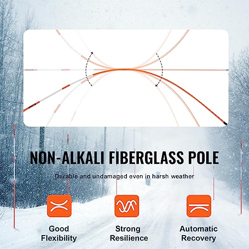VEVOR 30er-Set Schneestangen 47,8 Zoll (121,5 cm) Auffahrtstangen orange UV-beständige Beschichtung Reflektierende Einfahrtsmarkierung Inkl. 1 Paar Schutzhandschuhe und 1 extralangen Stahlbohrer