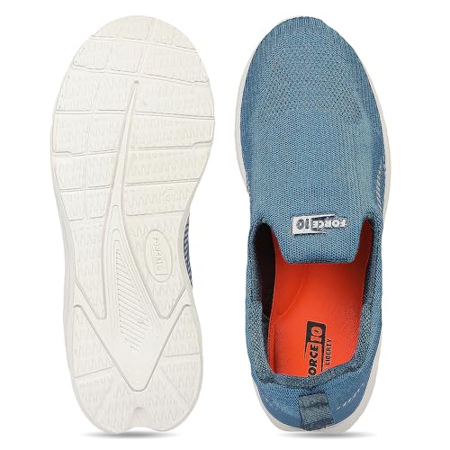 Image of Liberty Force 10 RUNSTEP-E Teal Blue Sports Non Lacing Walking Shoes for Mens