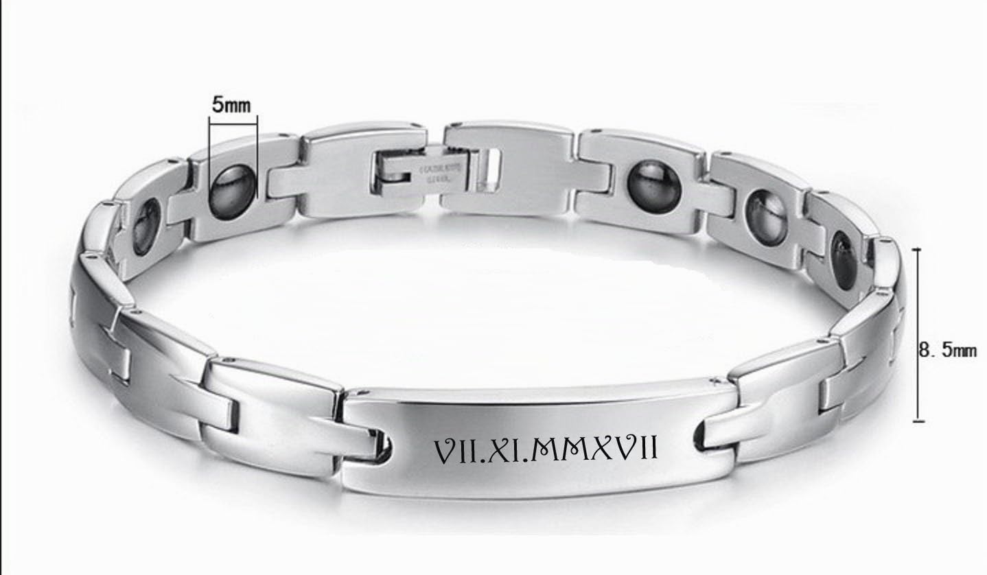 ID Edelstahl Magnetisches Armband + Gravur nach Wunsch auch als Partnerarmbänder mit Box