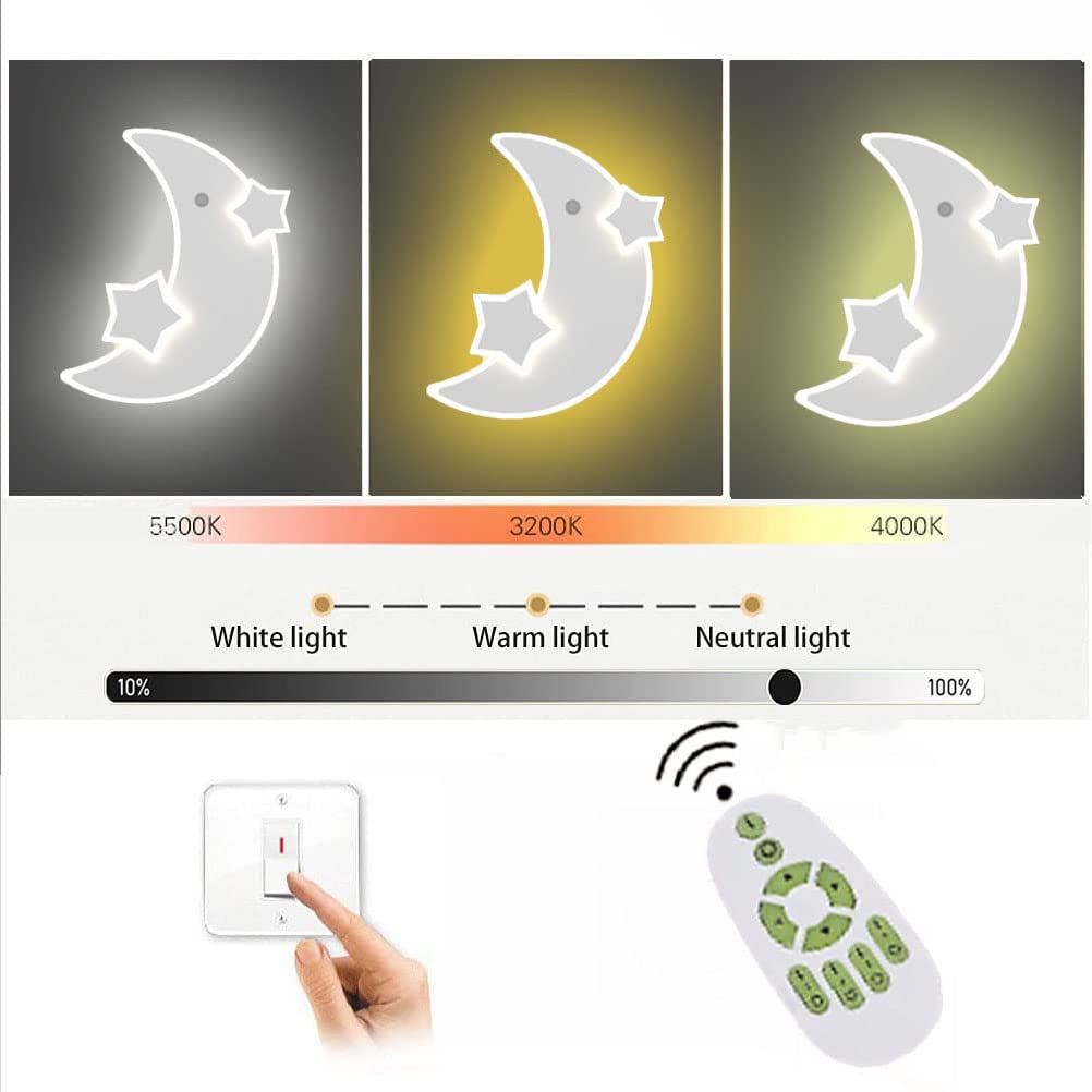Lampada Luna Da Parete Dimmerabile - Con Telecomando, 18W, Luce Notturna Per Camera Bambini - Foto 2