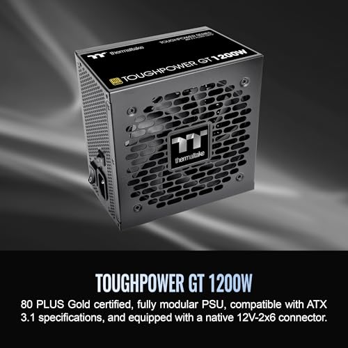 Image of Thermaltake Toughpower GT 1200W; ATX 3.1; x2 Native PCIe 5.1 12V-2x6; Full Modular; Flat Cables; Color Matched Connectors; Japanese Main Capacitors; 80 Plus Gold; 140mm; Black; PS-TPT-1200FNFAGU-3