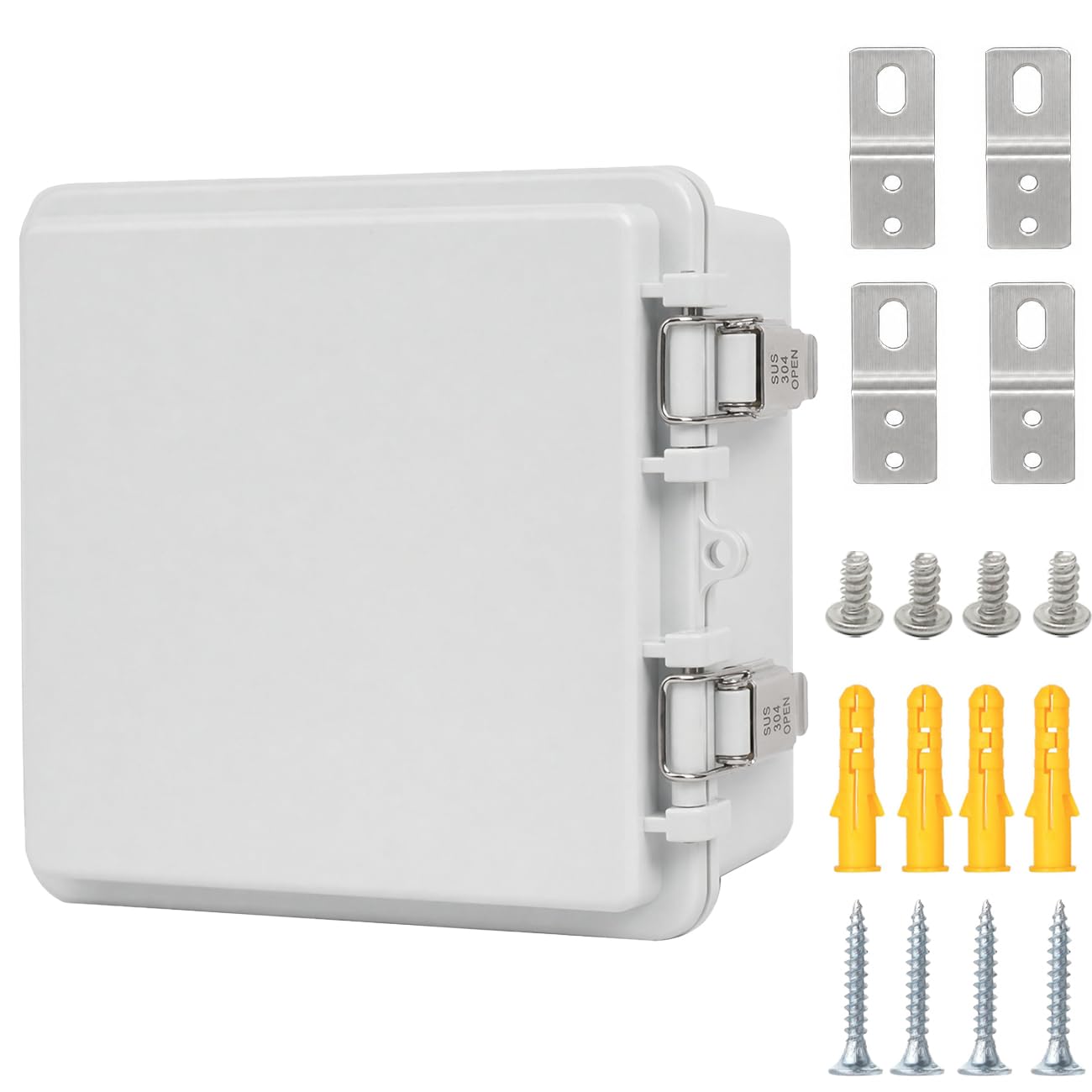 Junction Box,IP67 Waterproof Electrical Box Hinged Clear Cover Stainless Steel Latch Project Box Enclosure with Mounting Plate & Wall Bracket, Black 11.8 x 7.9 x 6.7inch(300x200x170mm) — Amazon image 9