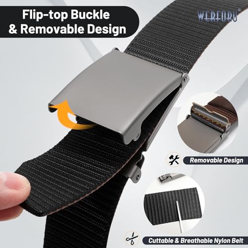 WERFORU Men Tactical Belt Nylon Belt for Men Golf Belt Reversible Belt with Flip-Top Metal Buckle Hiking Work-2-in-1 Belt4