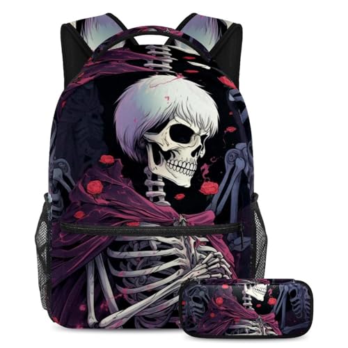 Sac à dos Dark Skeleton 98 polyvalent grand format 2 pièces pour ranger tous les cours du lycée