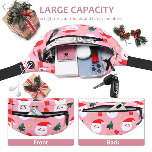 Image of MAXTOP Large Fanny Pack with 4-Zipper Pockets, Christmas Gifts for Enjoy Festival Sports Workout Traveling Running Casual Hands-Free Waist Pack Crossbody Phone Bag Carrying All Phones (Santa Claus,)
