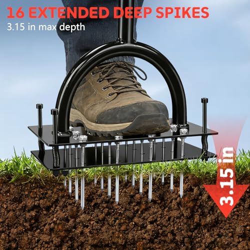 Herramienta manual de aireación para césped con 16 púas de hierro miniatura 4