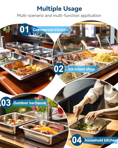 Image of ZeroPone 6 Pack Hotel Pans 1 /2 Size 2.5 inch Deep Steam Table Pan