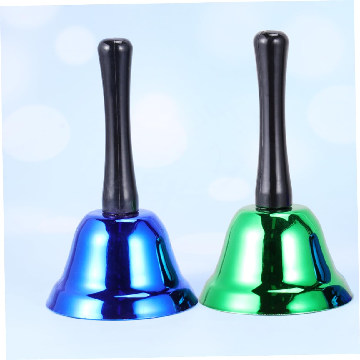 FUNOMOCYA 2Pcs Handheld Metal Bell Green Blue Christmas Decorations for Crafts Festivals and Holiday Celebrations