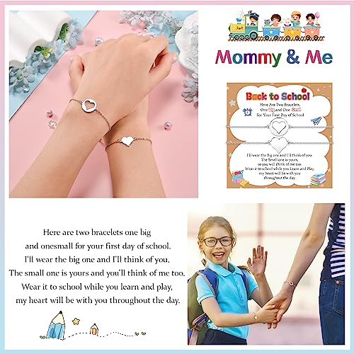 SUNSH Back to School Gifts Mommy and Me Bracelet Mother Daughter Son Matching Dinosaur Heart Butterfly Bear Bracelets Set for 2 First Day of School Gifts for Her Him Separation Anxiety Gifts2